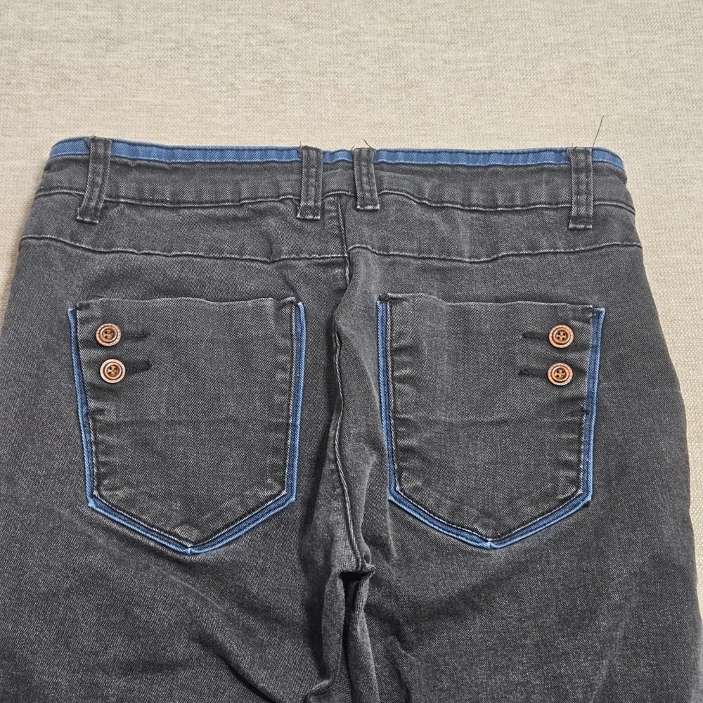 Chaokuzhe Straight Leg Jeans 32 Black Blue Contrast Two Tone Streetwear